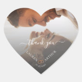 Vielen Dank, Moderner Chic Ultra Minimal Foto Hoch Herz-Aufkleber (Vorderseite)