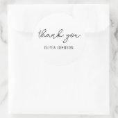 Vielen Dank, Modernes Handwriting Schwarz-weiß Runder Aufkleber (Tasche)