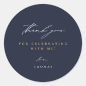 Vielen Dank, Modernes Script Navy Blue Runder Aufkleber (Vorderseite)