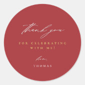 Vielen Dank, Modernes Script Red Runder Aufkleber (Vorderseite)