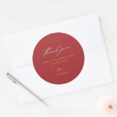 Vielen Dank, Modernes Script Red Runder Aufkleber (Umschlag)