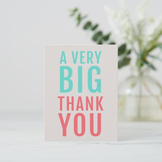 Vielen Dank | Modernes Türkiskorallen Niedlich Postkarte (Stehend Vorderseite)