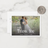 Vielen Dank, modernes typografisches Hochzeitsszen Mitteilungskarte (Vorderseite/Rückseite Beispiel)