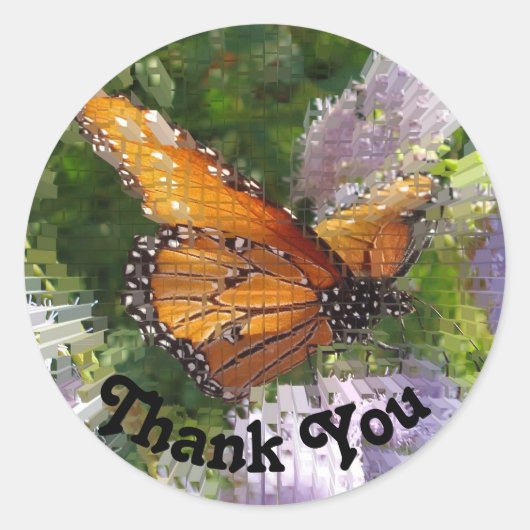 Vielen Dank Monarch Butterfly Foto Tile Floral Runder Aufkleber (Vorderseite)