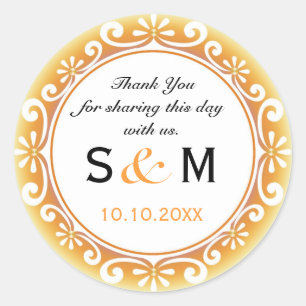 Vielen Dank Monogram Gastgeschenk Hochzeit Labels Runder Aufkleber