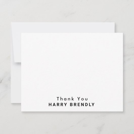 Vielen Dank Monogram Name White Flat Note Card Mitteilungskarte (Vorderseite)
