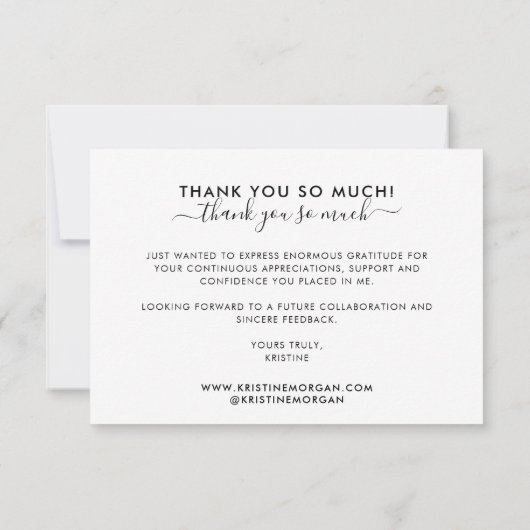 Vielen Dank Monogramm Skript schwarzes Gold Dankeskarte (Rückseite)