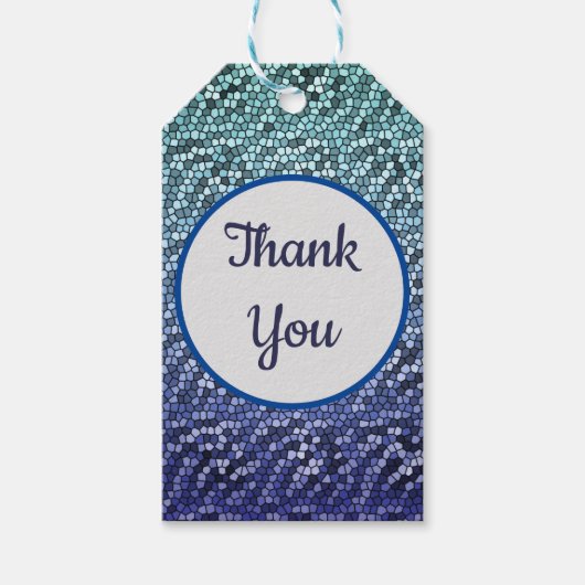 Vielen Dank, Mosaic Abstrakt Blue Dankbarkeit Geschenkanhänger (Vorderseite)