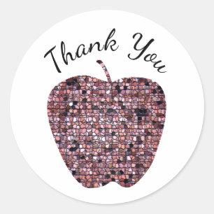 Vielen Dank Mosaic Red Apple Teacher Wertschätzung Runder Aufkleber