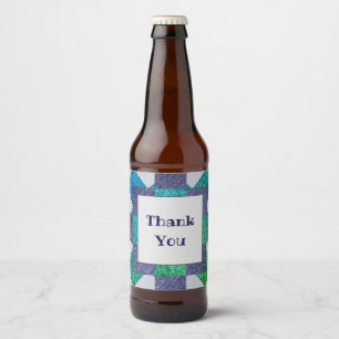 Vielen Dank Mosaic Tile Star Blue Green Wertschätz Bierflaschenetikett