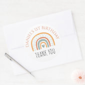 Vielen Dank, MR Onederful Boho Rainbow 1. Geburtst Runder Aufkleber (Umschlag)