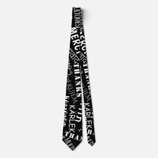 Vielen Dank Multi Language Black Neck Tie Ihre Far Krawatte (Vorderseite)