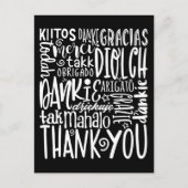 Vielen Dank Multi Sprachen Weiße Typografie Schwar Postkarte (Vorderseite)