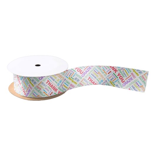 Vielen Dank Multicolor Multilingual Satinband (Spule)