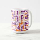 Vielen Dank Multilingual Typografy Lila Orange Kaffeetasse (VorderseiteRechts)