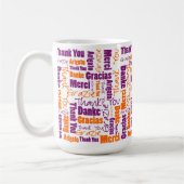 Vielen Dank Multilingual Typografy Lila Orange Kaffeetasse (Links)