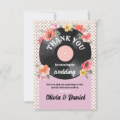 Vielen Dank, Music Record Wedding Floral 1950er Bl Dankeskarte (Vorderseite)