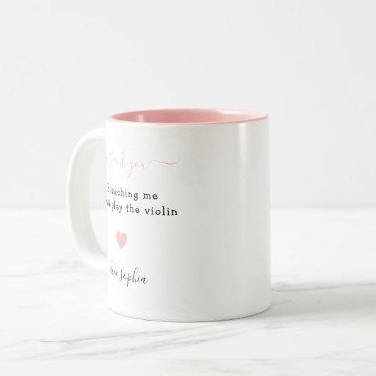 Vielen Dank Musik Lehrer Wertschätzung Einfaches H Zweifarbige Tasse (Vorderseite Links)