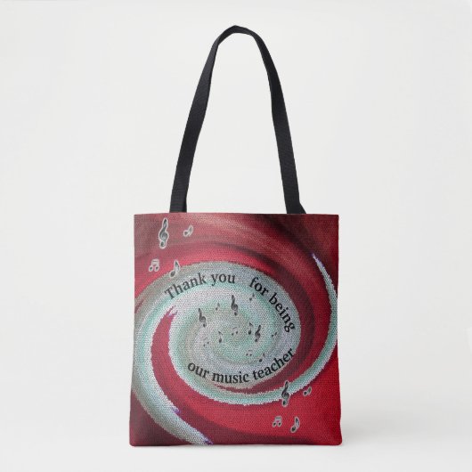 Vielen Dank Musiklehrer Red Wirbel Musical Notes Tasche (Vorderseite)