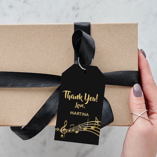 Vielen Dank, Musiknoten, schwarzer Goldname Geschenkanhänger