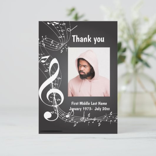 Vielen Dank, Musiknoten und Bekannte Dankeskarte (Stehend Vorderseite)