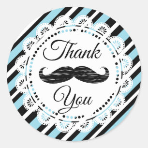 Vielen Dank Mustache Blue und Black Stickers