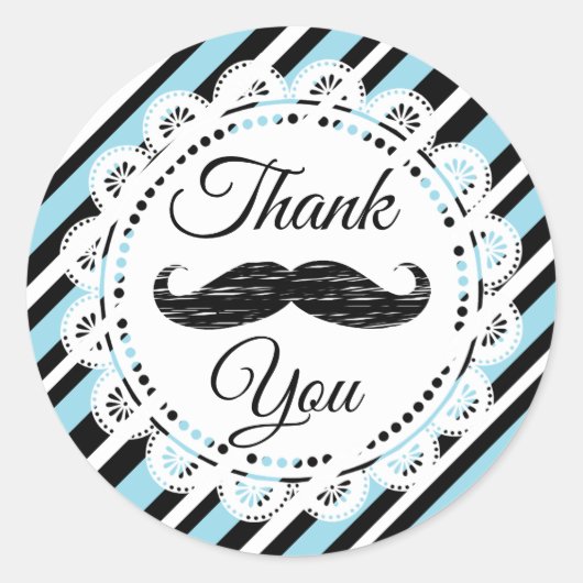Vielen Dank Mustache Blue und Black Stickers (Vorderseite)