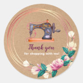 Vielen Dank Nähmaschine Blumenkleber Runder Aufkleber (Vorderseite)