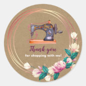 Vielen Dank Nähmaschine Blumenkleber Runder Aufkleber (Vorderseite)