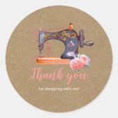 Vielen Dank Nähmaschine Blumenkleber Runder Aufkleber (Vorderseite)