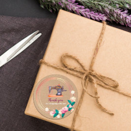 Vielen Dank Nähmaschine Blumenkleber Runder Aufkleber