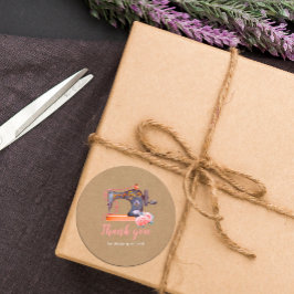 Vielen Dank Nähmaschine Blumenkleber Runder Aufkleber