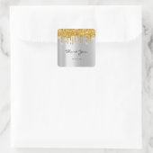 Vielen Dank Name 16. Brautparty Gold Silver Quadratischer Aufkleber (Tasche)
