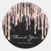 Vielen Dank Name 16. Brautparty Rose Glitzer Runder Aufkleber (Vorderseite)