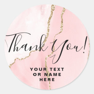 Vielen Dank Name 16. Bridal Birthday Pink Agate Runder Aufkleber