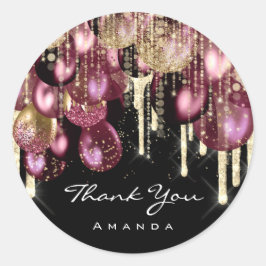 Vielen Dank Name 16. Bridal Glitzer Ballon Gold Bu Runder Aufkleber