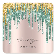 Vielen Dank Name 16. Bridal Rose Glitzer Aquamarin