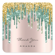 Vielen Dank Name 16. Bridal Rose Glitzer Aquamarin