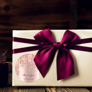 Vielen Dank Name 16. Bridal Rose Glitzer Spark Runder Aufkleber