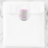Vielen Dank Name 16. Bridal Silver Pink Sparks Runder Aufkleber (Tasche)