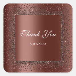 Vielen Dank Name 16. Bridal Wedding Brown Quadratischer Aufkleber