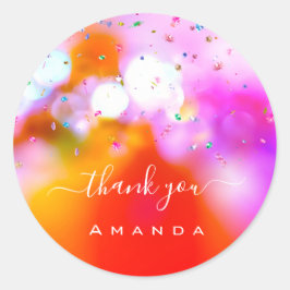 Vielen Dank Name 16. Bride Unicorn Crystals Pink Runder Aufkleber