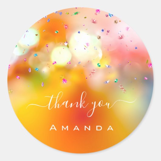 Vielen Dank Name 16. Bride Unicorn Crystals Rainbo Runder Aufkleber (Vorderseite)