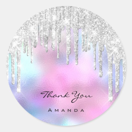 Vielen Dank Name 16th Bridal Ombre Glitzer Pink Runder Aufkleber (Vorderseite)