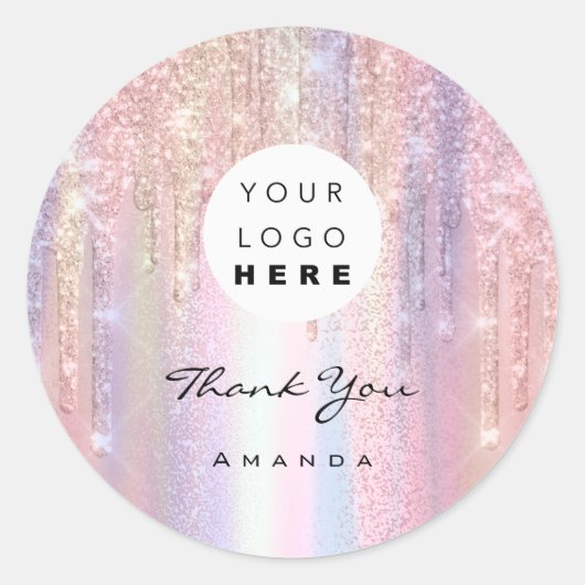 Vielen Dank Name 16th Bridal Rose QrCode Holograph Runder Aufkleber (Vorderseite)