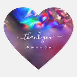 Vielen Dank Name 16th Bridal WeddingHolograph Lila Herz-Aufkleber