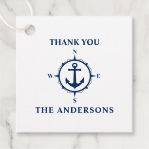 Vielen Dank, Name Compass Anchor White & Blue Geschenkanhänger