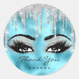 Vielen Dank Name Confetti Gray Glitzer Eyelash Oce Runder Aufkleber