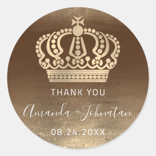 Vielen Dank Name Datum Golden Crown Royal Princess Runder Aufkleber (Vorderseite)