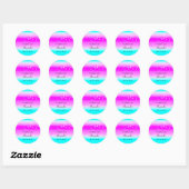 Vielen Dank Name Datum Pink Ocean Ombre Confetti Runder Aufkleber (Blatt)